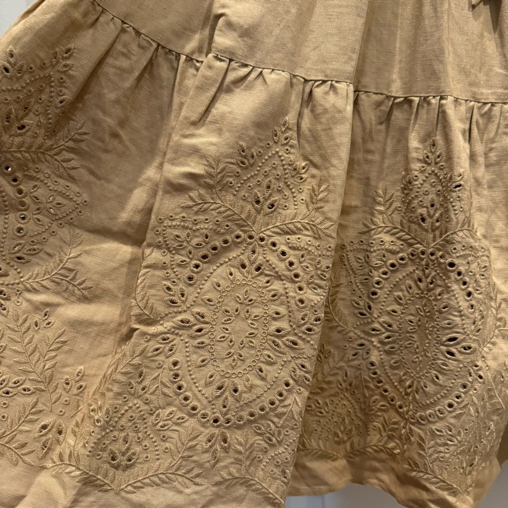 Parker Eyelet Midi Dress in Utility Tan - Picture 4 of 8